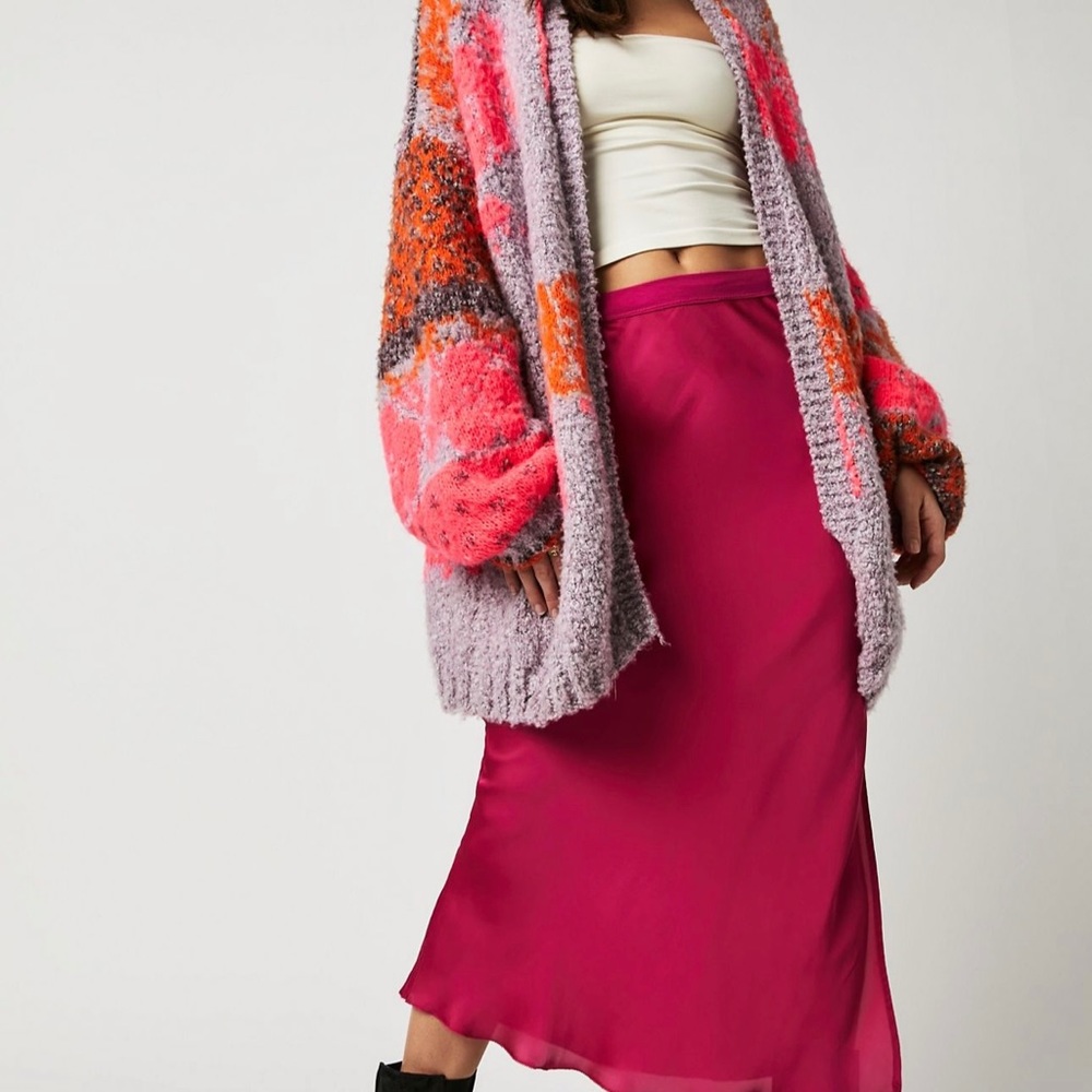 Free People Gather Me Close Cardi Passion Flower Combo/Pink Rose NWT - Picture 2 of 5